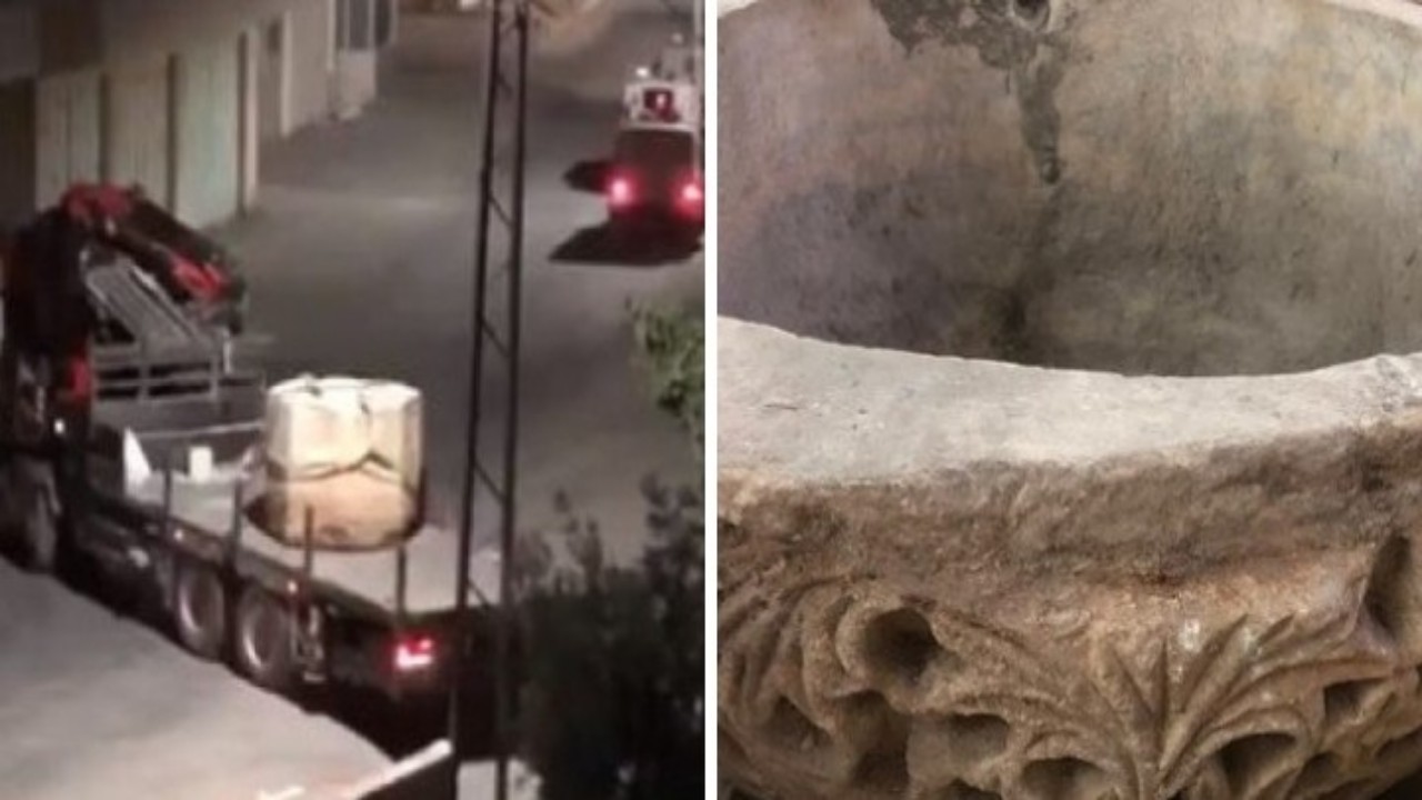 صوت| اسرائيل تسرق حوض المعمودية الأثري من بيت لحم
